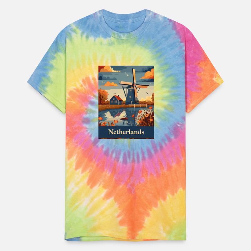 Charming Netherlands Windmill Landscape Art