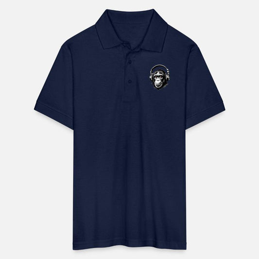 Chimpanzee wearing a headphones