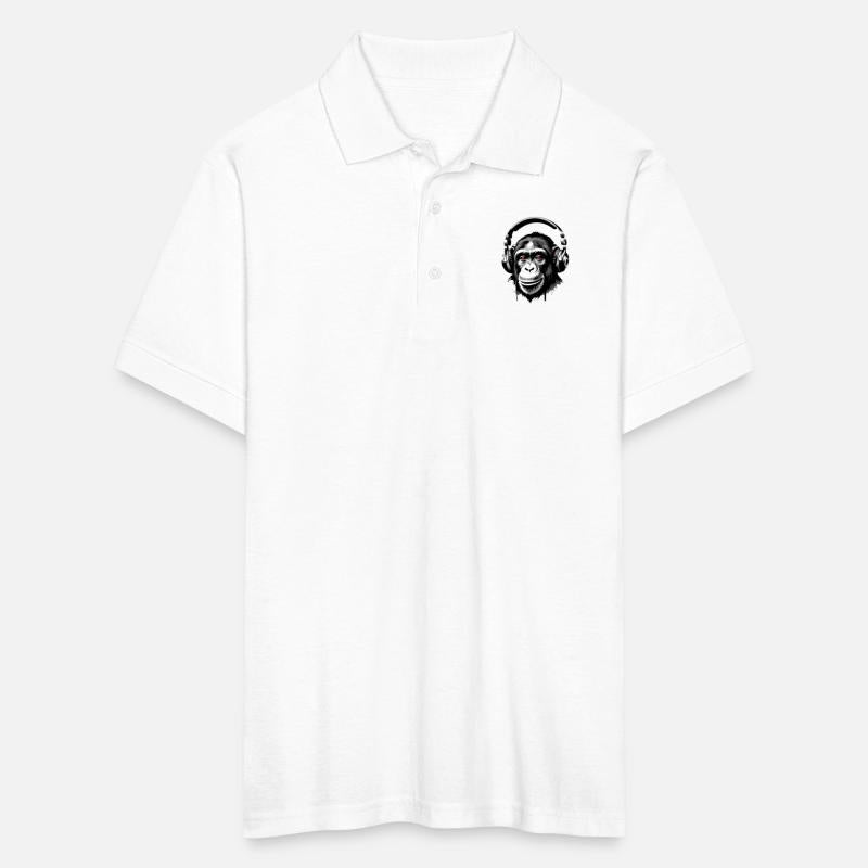 Chimpanzee wearing a headphones