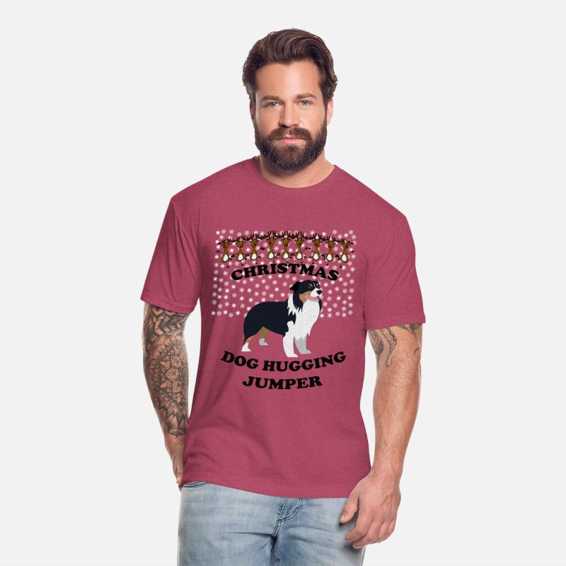 Collie dog christmas dog hugging jumper