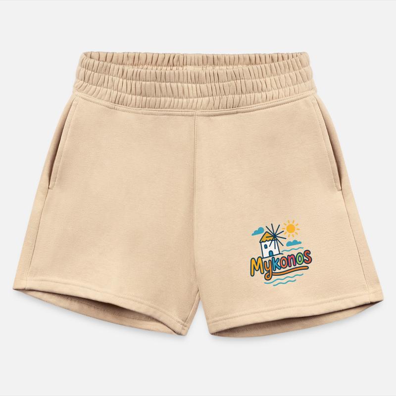 Colorful Mykonos in Greece Windmill and Beach Symb