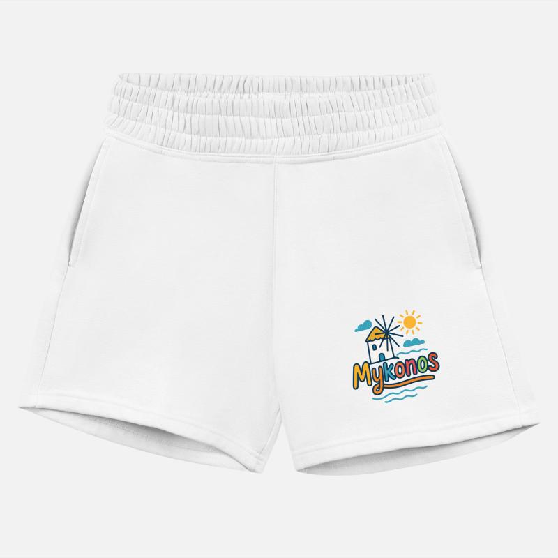 Colorful Mykonos in Greece Windmill and Beach Symb