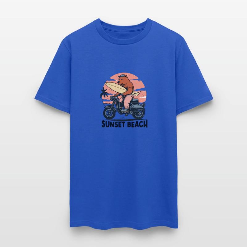 Cool Bear Riding a Motorbike at Sunset