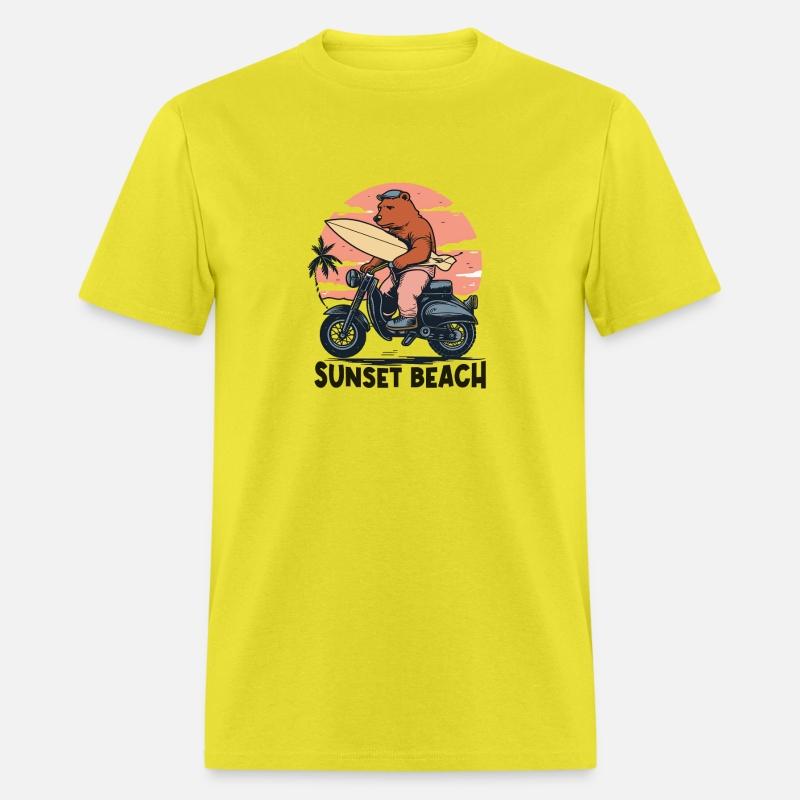 Cool Bear Riding a Motorbike at Sunset