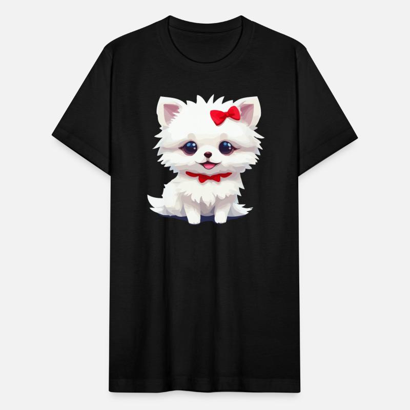 Cute adorable white Pomeranian with red bow tie