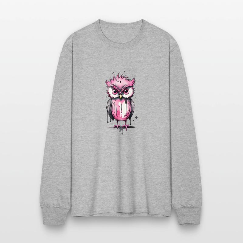 Cute pink owl with tousled hairstyle