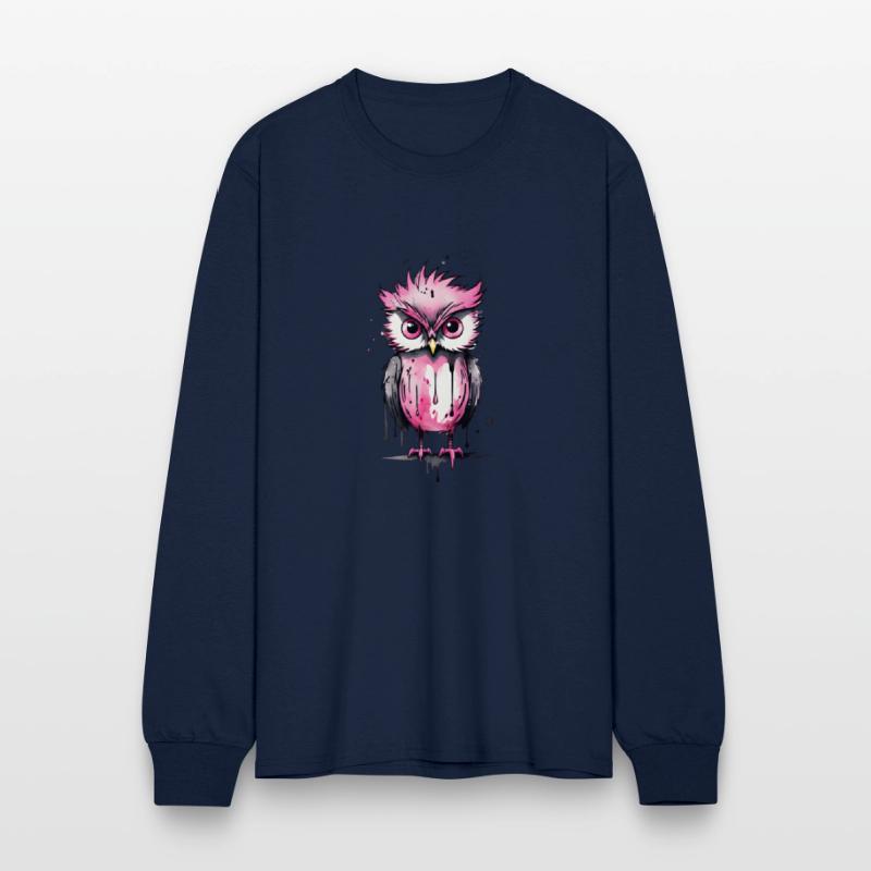 Cute pink owl with tousled hairstyle