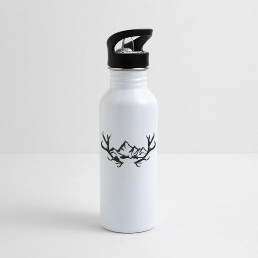 Deer antlers, snowy mountains and forest