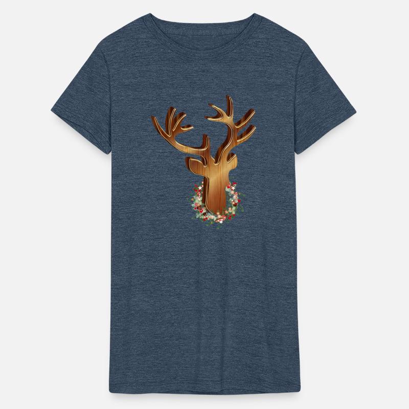 Deer head in wood look with Christmas wreath