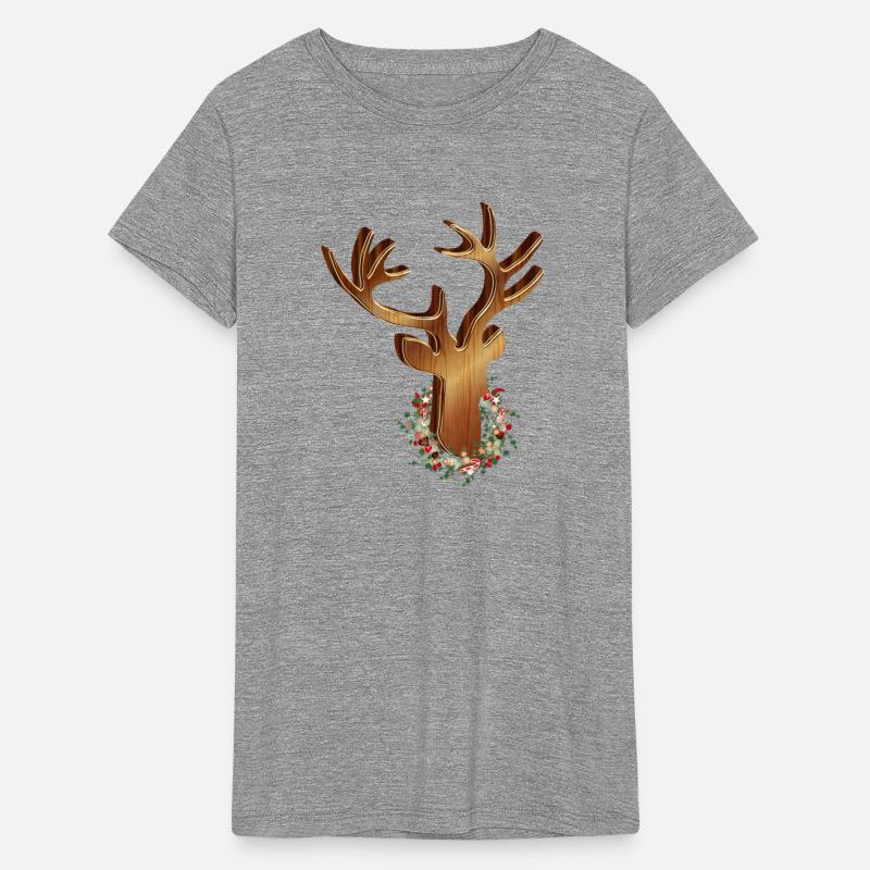 Deer head in wood look with Christmas wreath