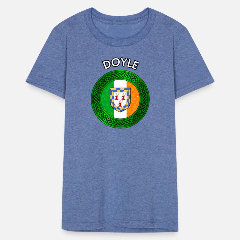 Doyle Coat of Arms on Shamrock Irish Flag
