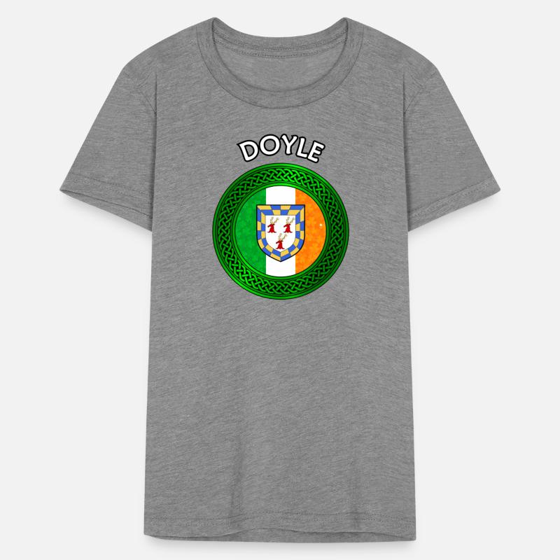 Doyle Coat of Arms on Shamrock Irish Flag