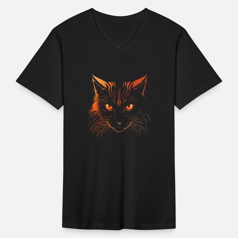 Fierce Orange-Eyed Cat Illustration