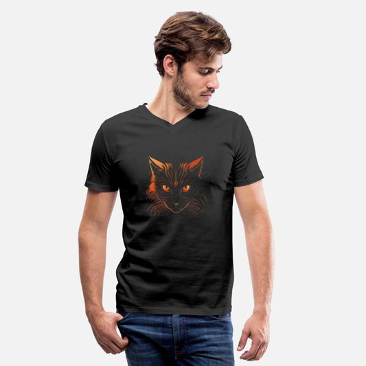 Fierce Orange-Eyed Cat Illustration