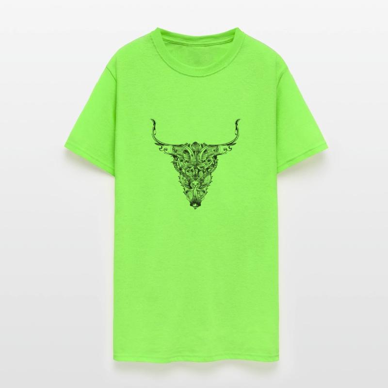 Floral bull skull in a mystical tattoo style