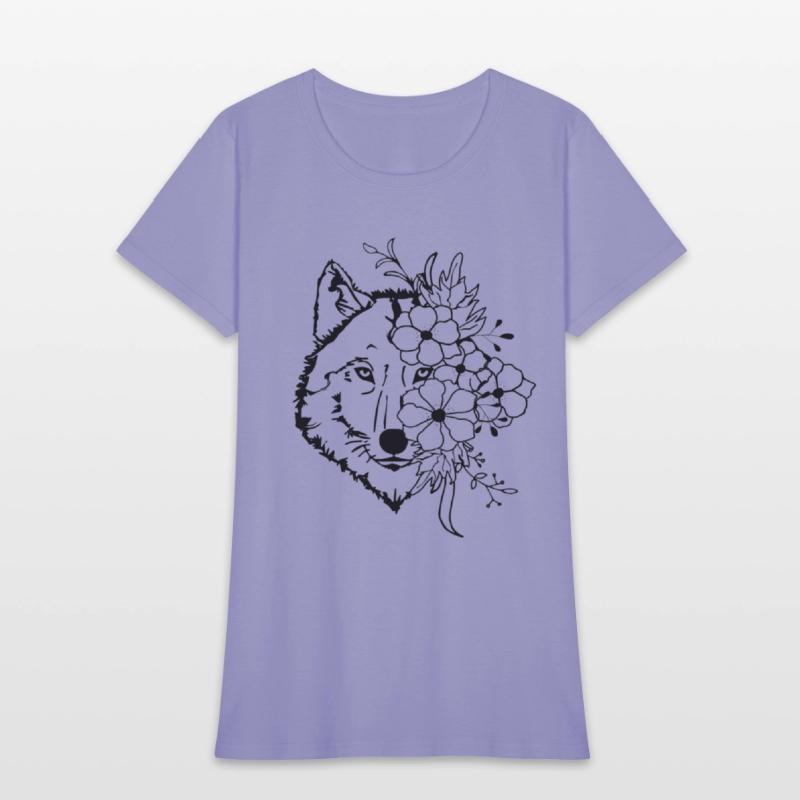 Floral Wolf Vintage Flowers Wolf Face for Wolves