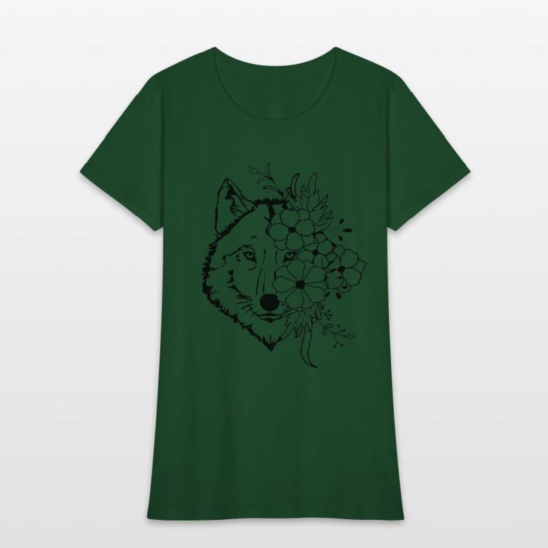 Floral Wolf Vintage Flowers Wolf Face for Wolves