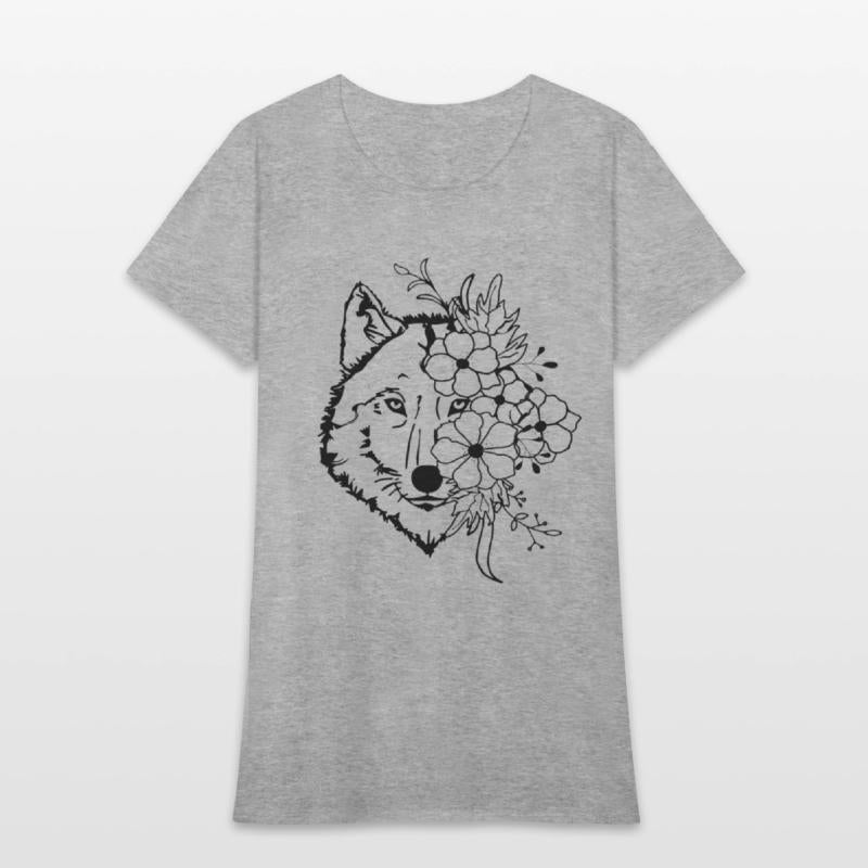 Floral Wolf Vintage Flowers Wolf Face for Wolves