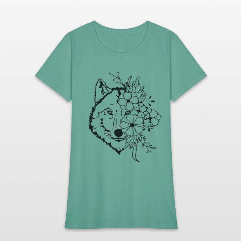 Floral Wolf Vintage Flowers Wolf Face for Wolves