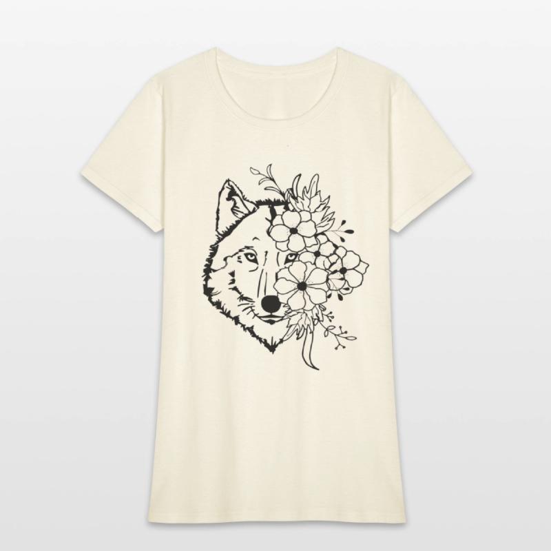 Floral Wolf Vintage Flowers Wolf Face for Wolves
