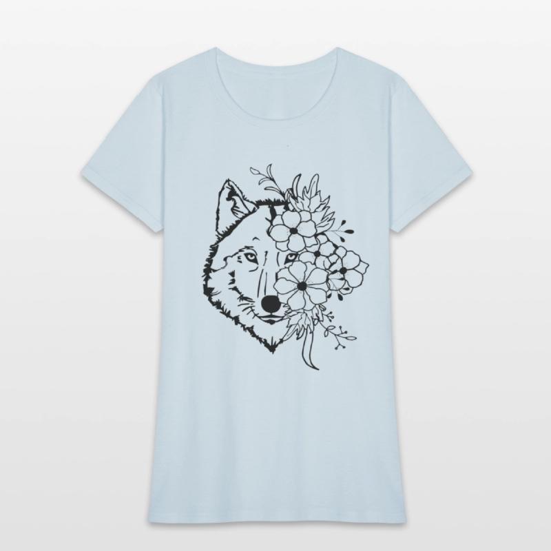 Floral Wolf Vintage Flowers Wolf Face for Wolves