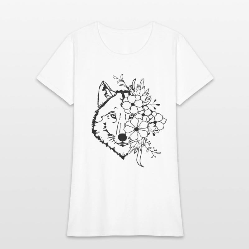 Floral Wolf Vintage Flowers Wolf Face for Wolves