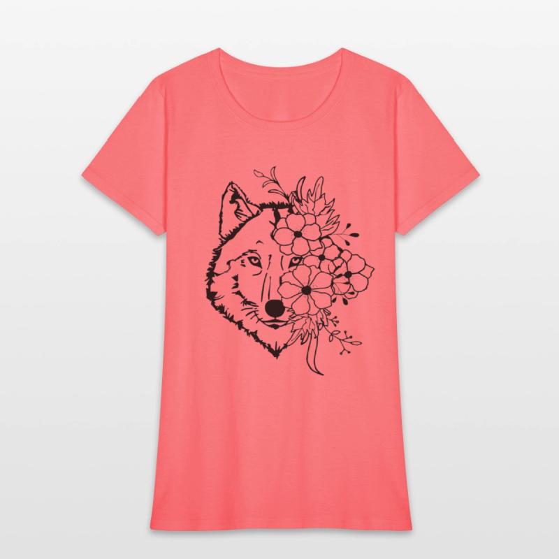 Floral Wolf Vintage Flowers Wolf Face for Wolves