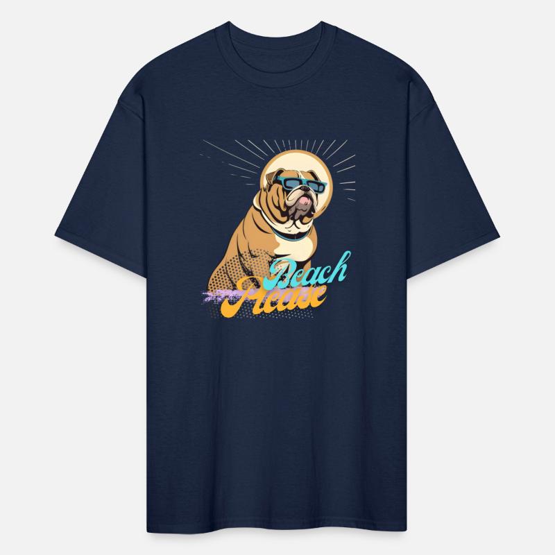 funny Bulldog Glasses beach please Nice Tee