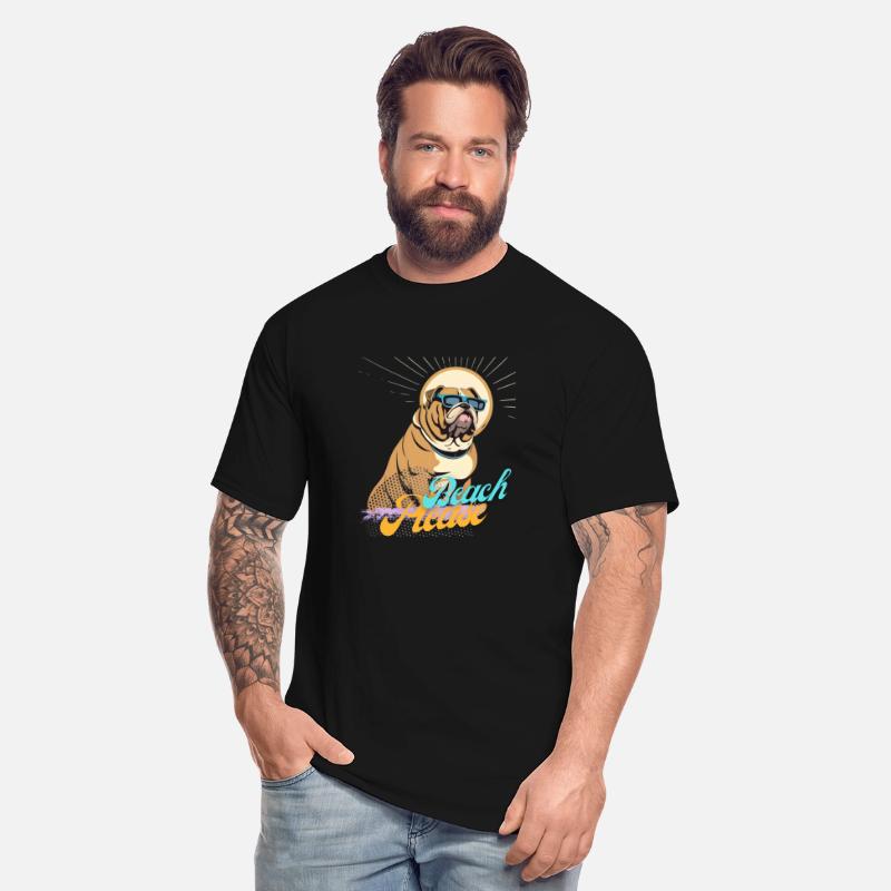 funny Bulldog Glasses beach please Nice Tee