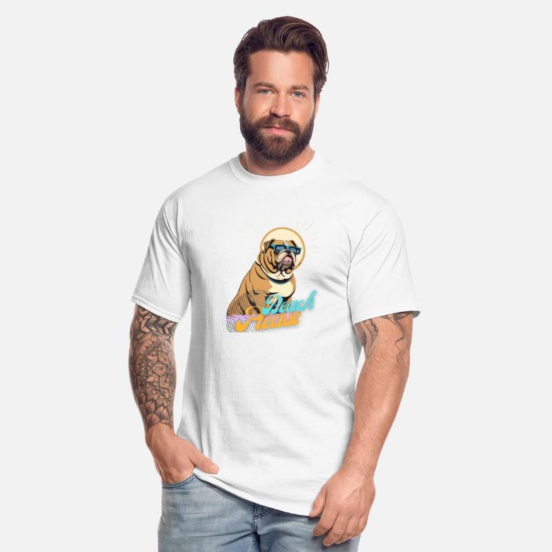 funny Bulldog Glasses beach please Nice Tee