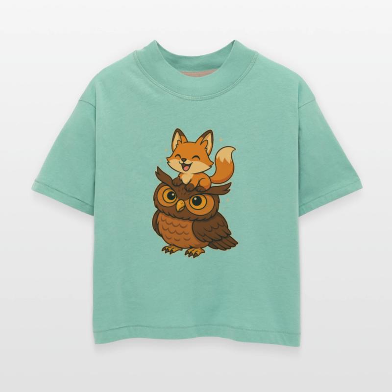 Funny Fox and Owl Cute Forest Animals Cartoon