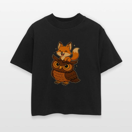 Funny Fox and Owl Cute Forest Animals Cartoon