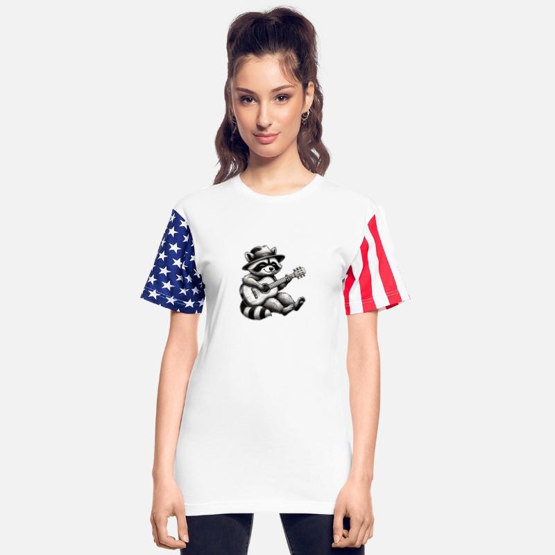 Funny Vintage Rock Guitar Peace Love and Raccoon