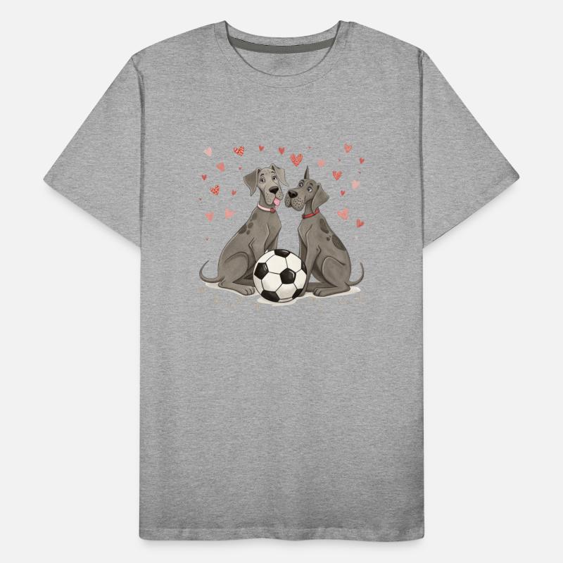 Great Dane with soccer ball for Valentine's Day