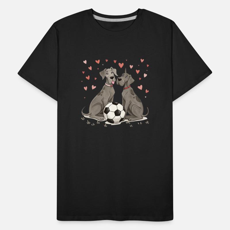Great Dane with soccer ball for Valentine's Day