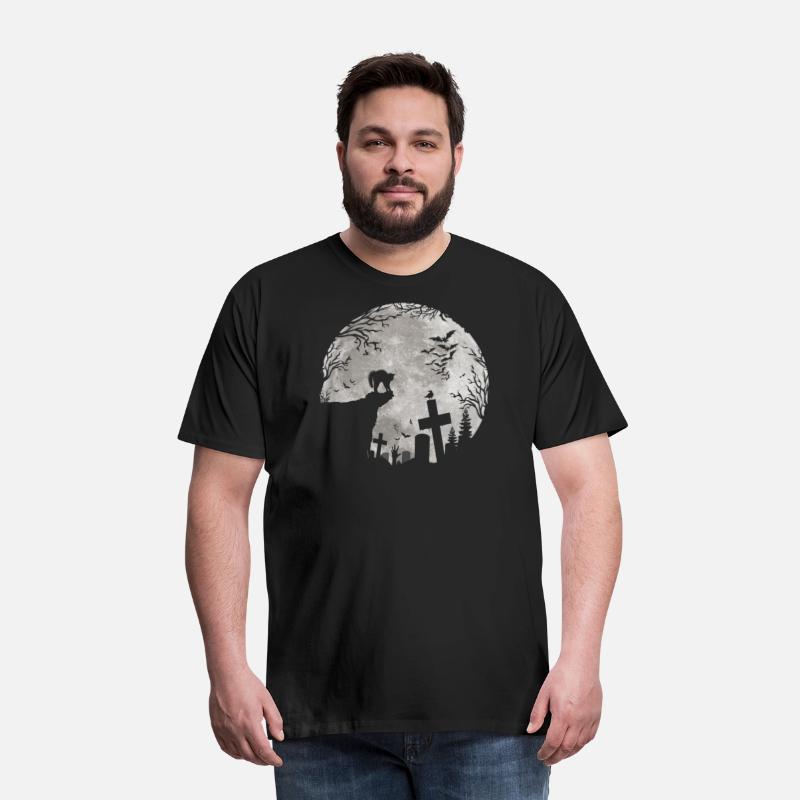 Halloween Black Cat Werewolf Full Moon Bats trick