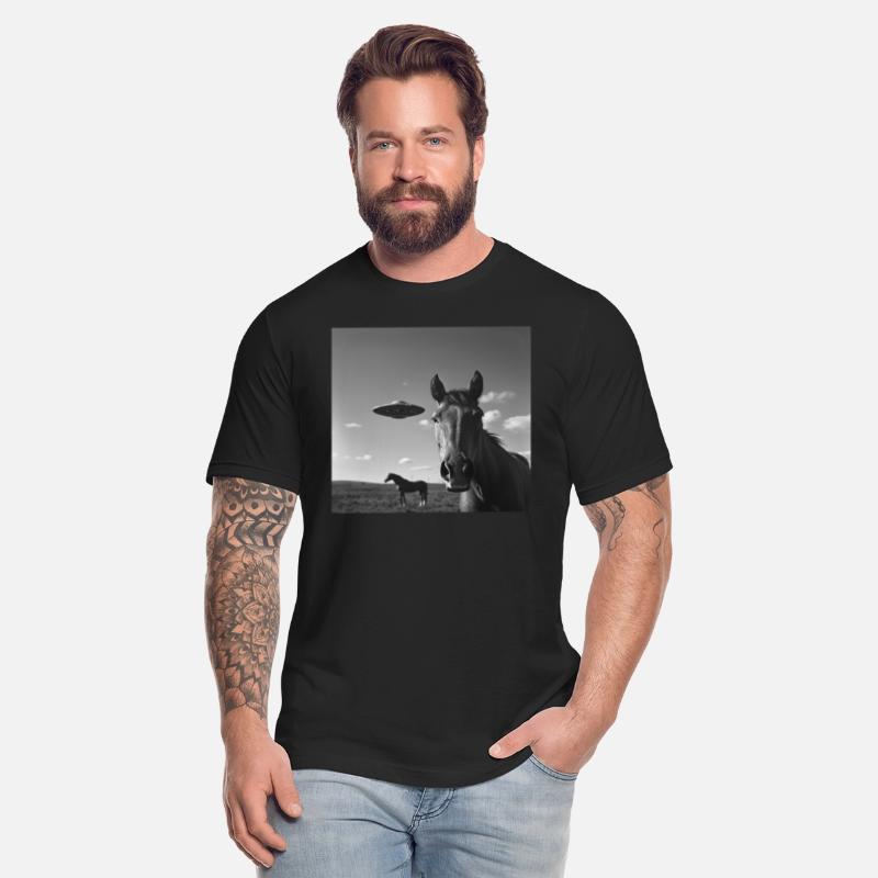 Horse Selfie with UFO Weird 50s Photo 2