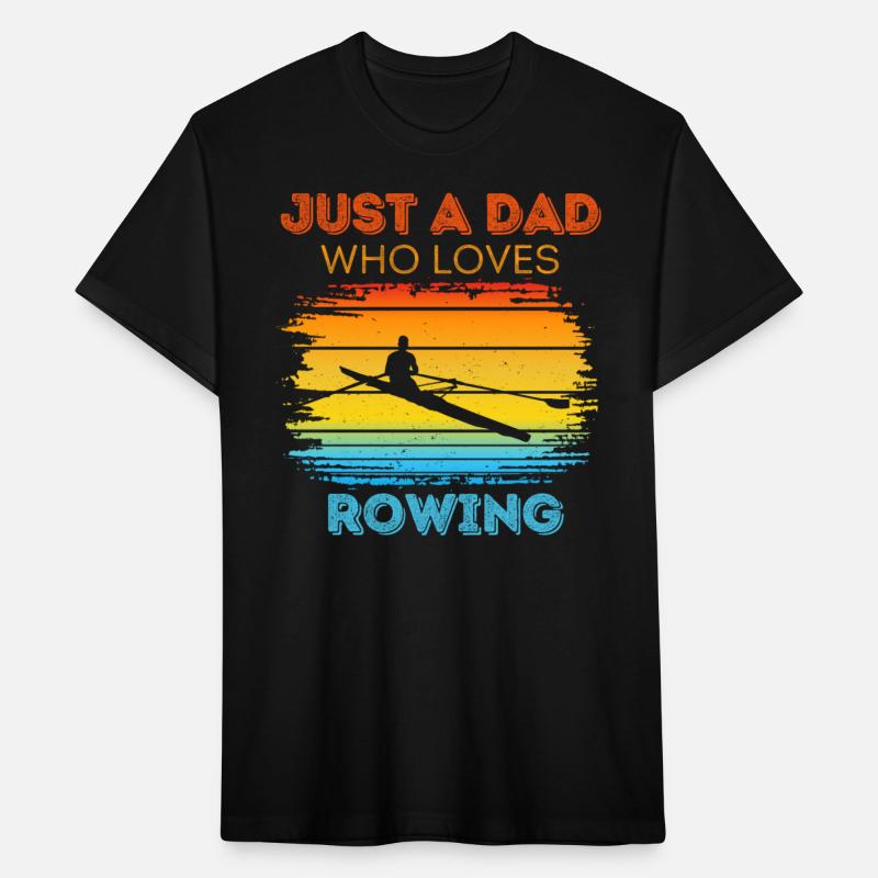 Just A Dad Who Loves Rowing Retro Sunset