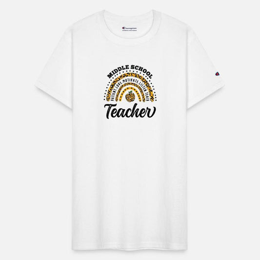 Leopard Print Middle School Teacher Rainbow