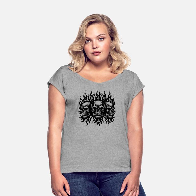 Tribal Flame Tattoo Three Grinning Skulls