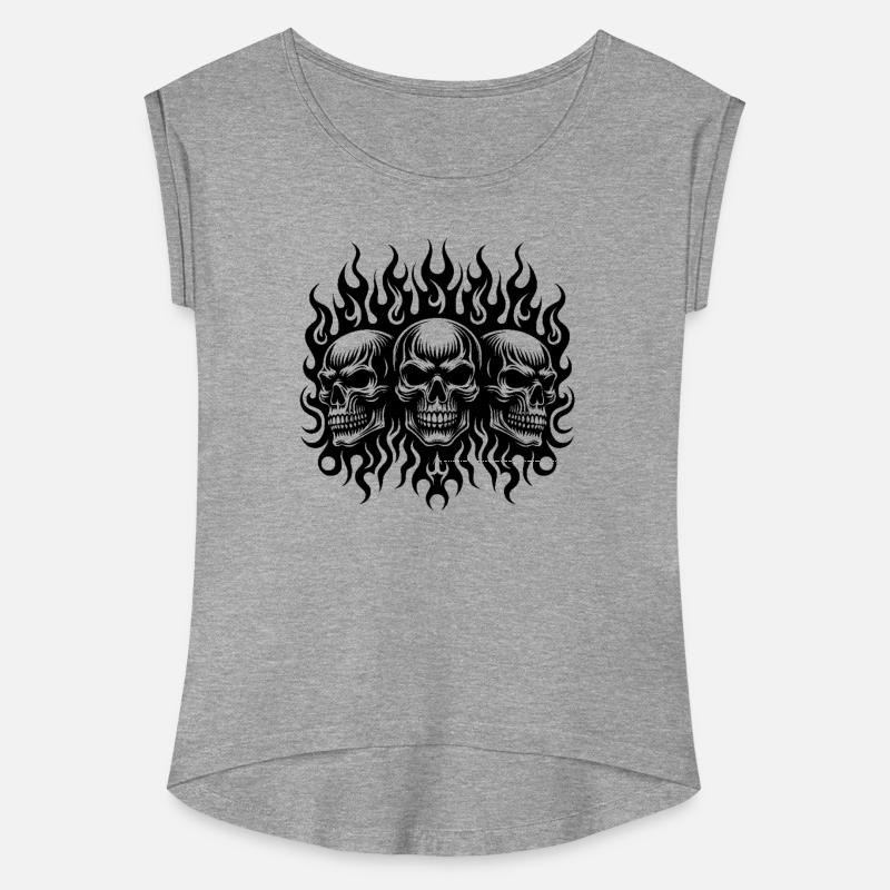 Tribal Flame Tattoo Three Grinning Skulls