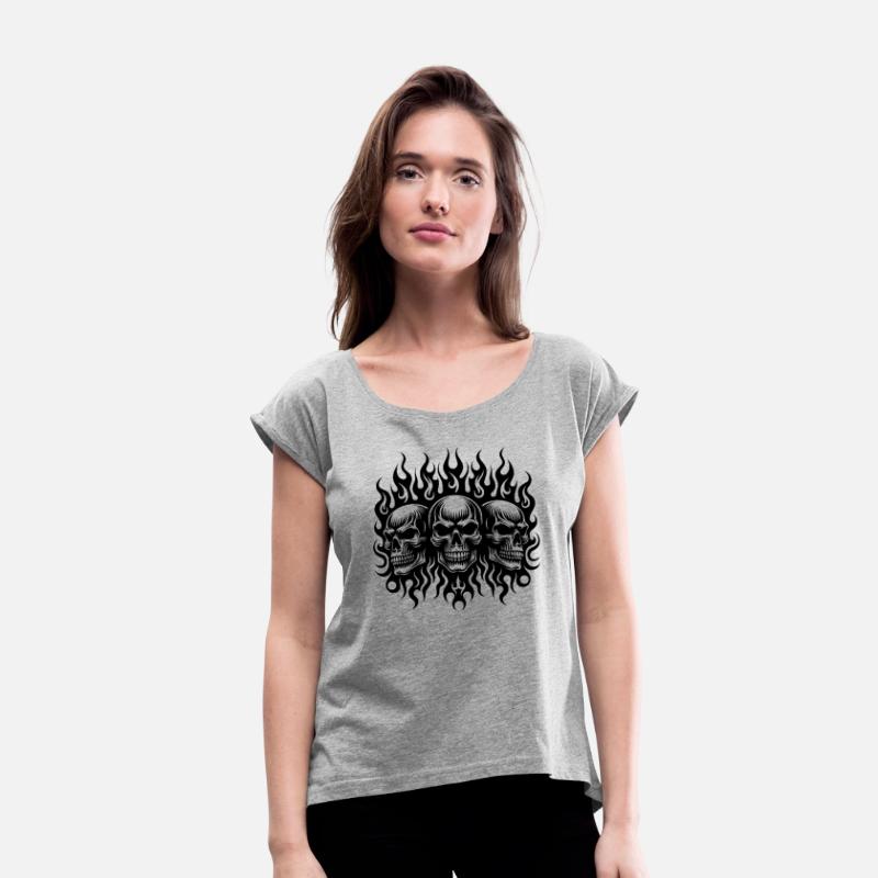 Tribal Flame Tattoo Three Grinning Skulls