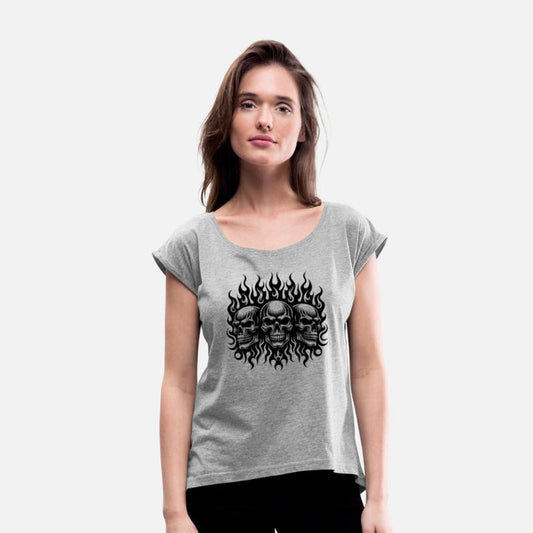 Tribal Flame Tattoo Three Grinning Skulls