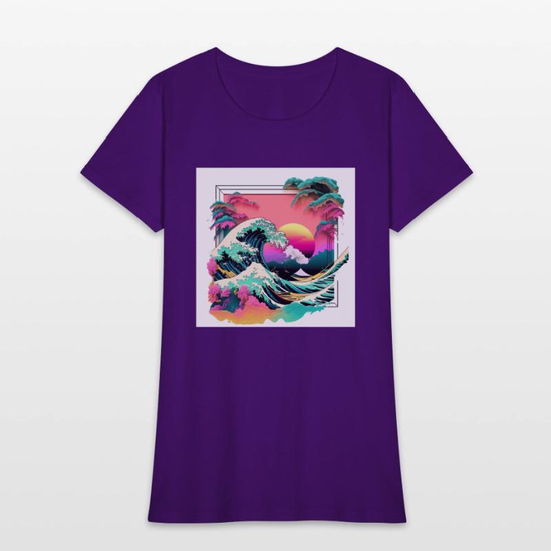 Vaperwave Aesthetic Glitch Great Wave Retrowave