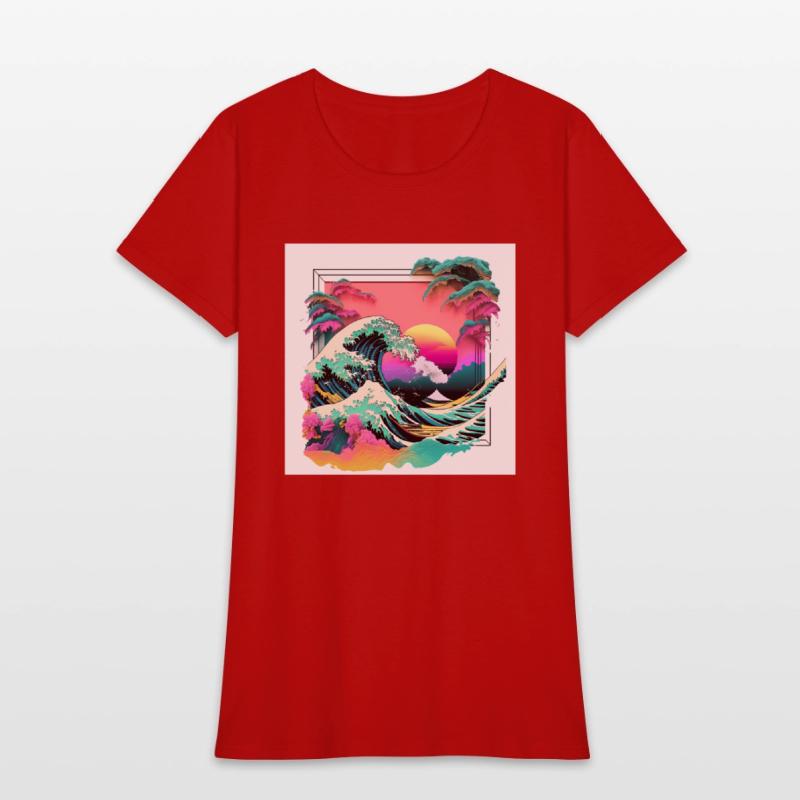 Vaperwave Aesthetic Glitch Great Wave Retrowave