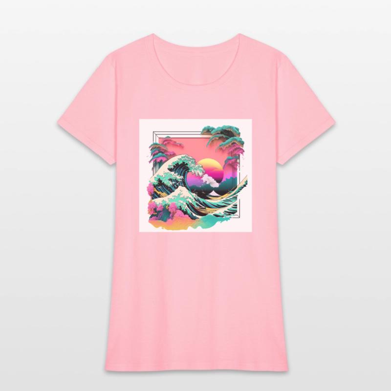 Vaperwave Aesthetic Glitch Great Wave Retrowave