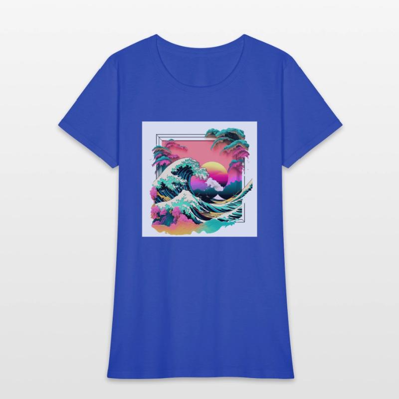 Vaperwave Aesthetic Glitch Great Wave Retrowave